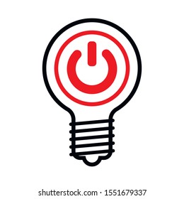Light bulb and power button black and red on a white background, vector