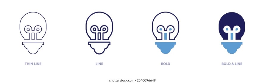 Glühbirne Power Icon in 4 verschiedenen Stilen. Dünne Linie, Linie, Fett und Fette Linie. Duotone-Stil. Bearbeitbarer Strich.