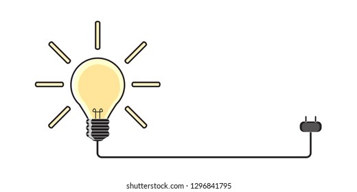 Light bulb Power plug icon Idea on white background. Symbol of lighting Vector illustration.