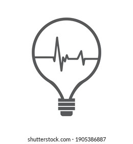 Light bulb and Pulse logo Concept creative symbol minimalist abstract Idea  icon vector illustration
