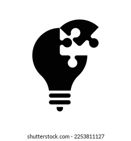 Light bulb with puzzle icon design. Innovation, Inspiration, Think, Idea Lamp Symbol. Lightbulb and Game Solution Concept. vector illustration