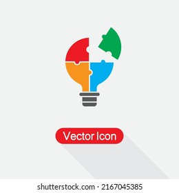 Light Bulb Puzzle Icon Puzzle Pieces Lightbulb Smart Icon Vector Illustration Eps10