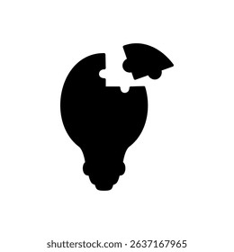 Light bulb puzzle icon, simple flat style, vector illustration symbol sign logo template pictogram, for ui or ux isolated on white for mobile app, editable
