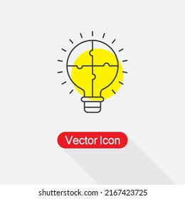 Light Bulb Puzzle Icon, Solution, Innovation Icon Vector Illustration Eps10