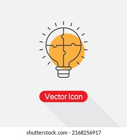 Light Bulb Puzzle Icon, Solution, Innovation Icon Vector Illustration Eps10