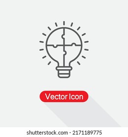 Light Bulb Puzzle Icon, Solution, Innovation Icon Vector Illustration Eps10