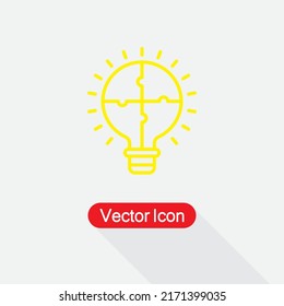 Light Bulb Puzzle Icon, Solution, Innovation Icon Vector Illustration Eps10