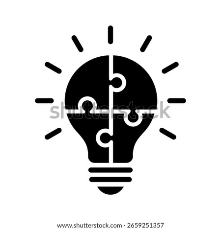 Light bulb puzzle icons set. Bulb checkmark black like quick tip line icon. Bulb icon expert, genius, idea, innovation, mark, creative, positive, smart, solution, strategy, think, tick, choice. Vector