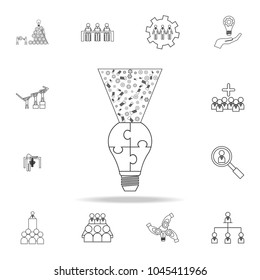 light bulb puzzle, idea ligh logo icon. Detailed set of team work outline icons. Premium quality graphic design icon. One of the collection icons for websites, web design, mobile on white background