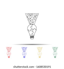 light bulb puzzle, idea ligh logo multi color style icon. Simple thin line, outline vector of team work icons for ui and ux, website or mobile application