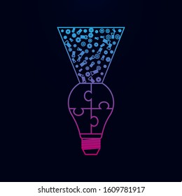 Light bulb puzzle, idea ligh logo nolan icon. Simple thin line, outline vector of team work icons for ui and ux, website or mobile application