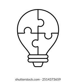 Icono de línea de rompecabezas de bombilla de luz objeto de Vector de trazo editable aislado, Clipart de concepto creativo