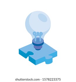 light bulb with puzzle piece isolated icon vector illustration design