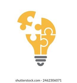 Light bulb with puzzle pieces.