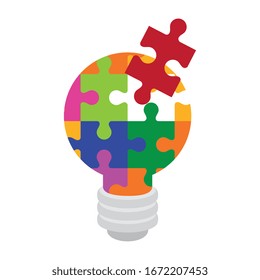 light bulb of puzzle pieces isolated icon vector illustration design