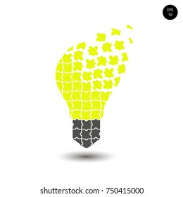 light bulb puzzle, vector image, abstraction, idea creation, idea