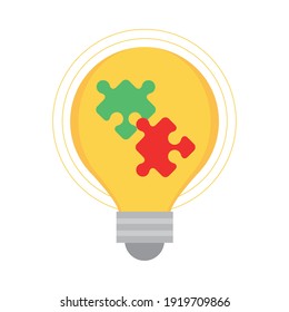 light bulb with puzzles strategy creativity vector illustration