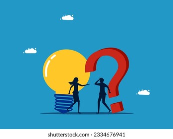 Light bulb and question mark. business people solve problems by knowledge 