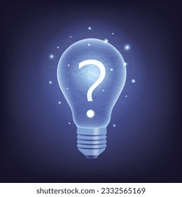 light bulb with question mark icon inside, question and idea concept vector