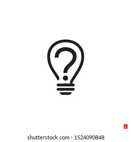 Light bulb with question mark icon/symbol/Logo Design Vector Template Illustration.