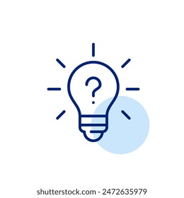 Light bulb and question mark. Idea generation and creativity. Pixel perfect, editable stroke icon