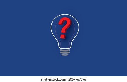 Light bulb with question mark inside, Problem solution, Concept inspiration business