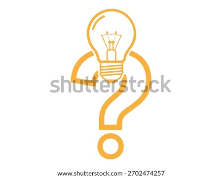 A light bulb and question mark on a white background, symbolizing a problem, question, or uncertainty