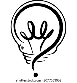 A light bulb with a question mark sketch vector illustration hand draw