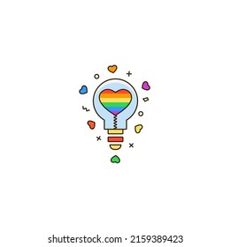 Light bulb with rainbow heart