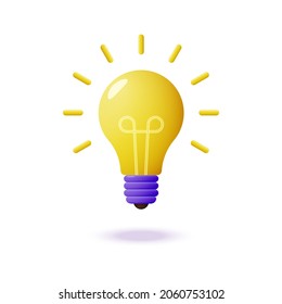 Light bulb with rays of light. Concept or symbol of energy or idea.