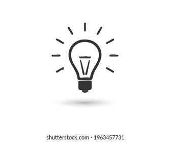 light bulb with rays, linear vector simple trendy icon