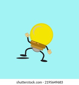 Light bulb with rays shine. Cartoon style. Flat style. Hand drawn style. Doodle style. Symbol of creativity, innovation, inspiration, invention and idea. Vector illustration
