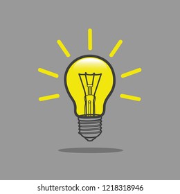 light bulb with rays shine energy and idea symbol vector illustration