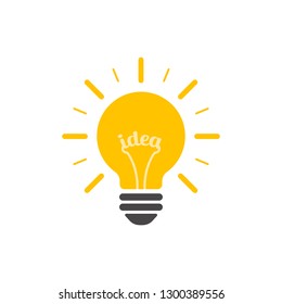 Light bulb with rays shine. Energy and idea symbol.