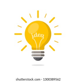 Light bulb with rays shine. Energy and idea symbol.