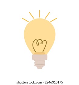 Glühbirne mit Strahlen scheint. Energie, kreatives Denken und Ideensymbol.