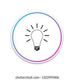 Light bulb with rays shine icon isolated on white background. Energy and idea symbol. Lamp electric. Circle white button. Vector Illustration