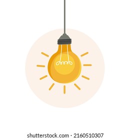 Light bulb with rays shine. Symbol of creativity, innovation, inspiration, invention and idea. Hand drawn style With shadows and highlights. Cartoon style. Flat Vector Best Premium illustration.