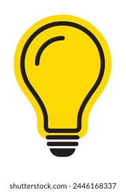 Light bulb with rays shine. Symbol of creativity, innovation, inspiration, invention and idea. Vector illustration