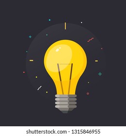 Light bulb with rays shine. Vector illustration.