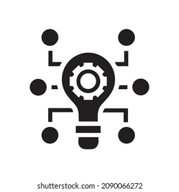 Bombilla de luz con rayos brilla icono. Símbolo de idea. lámpara eléctrica. Largo estilo. Vector Eps.