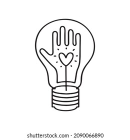 Light bulb with rays shines icon. Idea symbol. electric Lamp. Long style. Vector Eps.