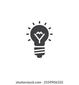 Light bulb with rays vector icon. filled flat sign for mobile concept and web design. Lightbulb glyph icon. Idea lamp symbol, logo illustration. Vector graphics