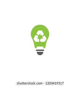 LIght bulb and recycle logo design template