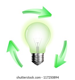 Light bulb with recycle sign