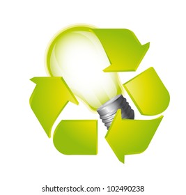 light bulb with recycle sign isolated over white background. vector