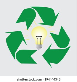 light bulb with recycle sign isolated over white background. vector