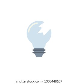 Light bulb recycling flat icon, vector sign, colorful pictogram isolated on white. Broken lightbulb symbol, logo illustration. Flat style design