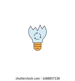 Light bulb recycling vector icon symbol isolated on white background