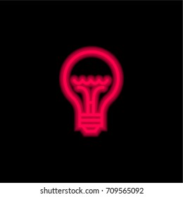 Light bulb red glowing neon ui ux icon. Glowing sign logo vector